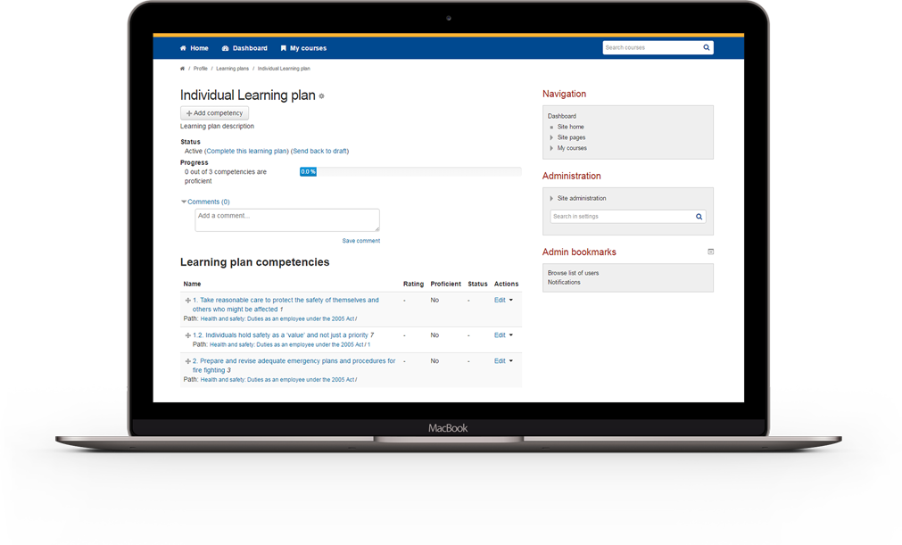 Moodle Competency Learning Plan
